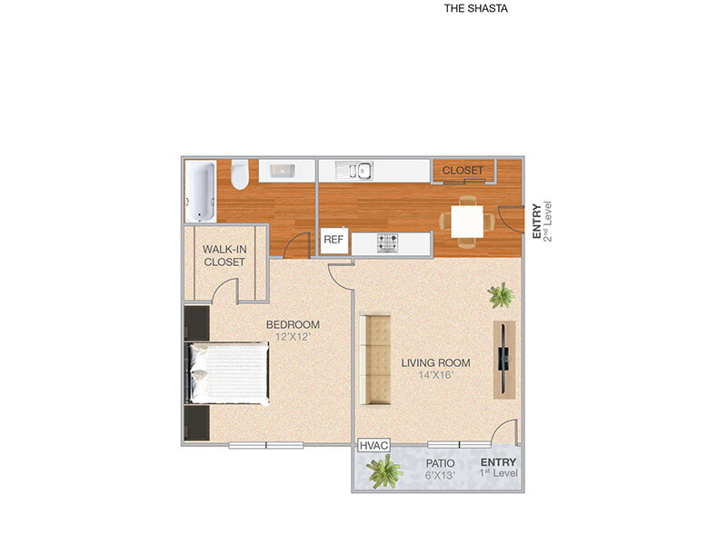 The Shasta floor plan at Park Kiely Apartments