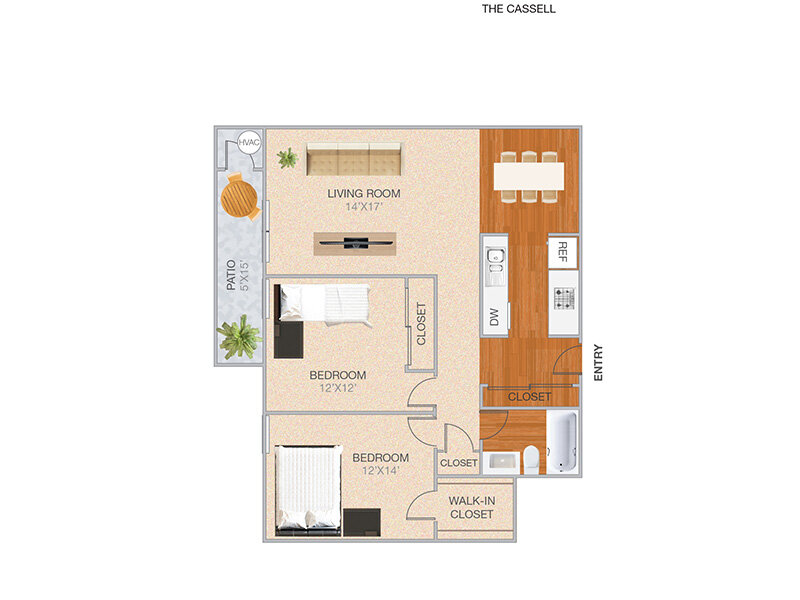 Cassell floor plan at Park Kiely Apartments