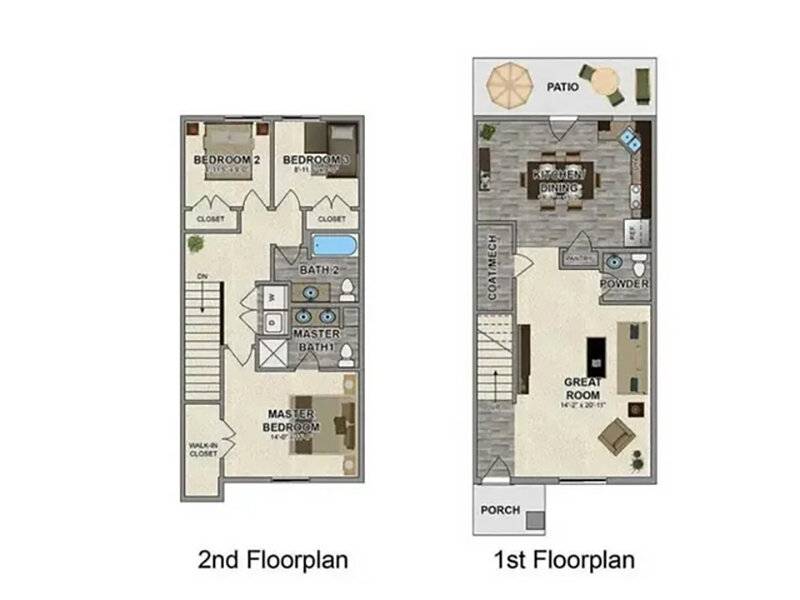 3x2.5 Floor Plan at Meadowcreek Townhomes