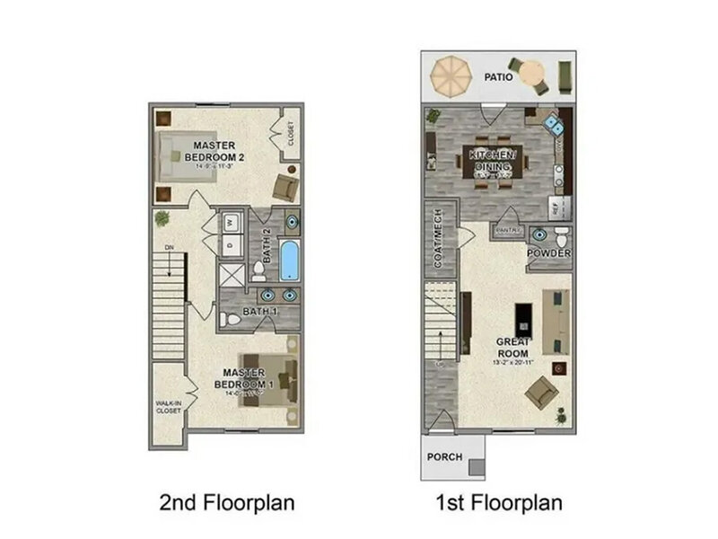2x2.5 Floor Plan at Meadowcreek Townhomes