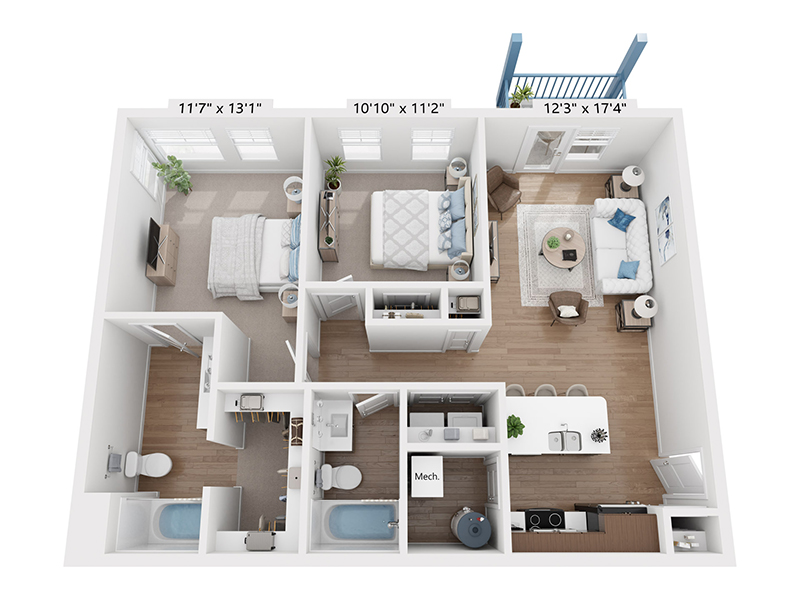 2x2-1035 floor plan at Vida at Daybreak