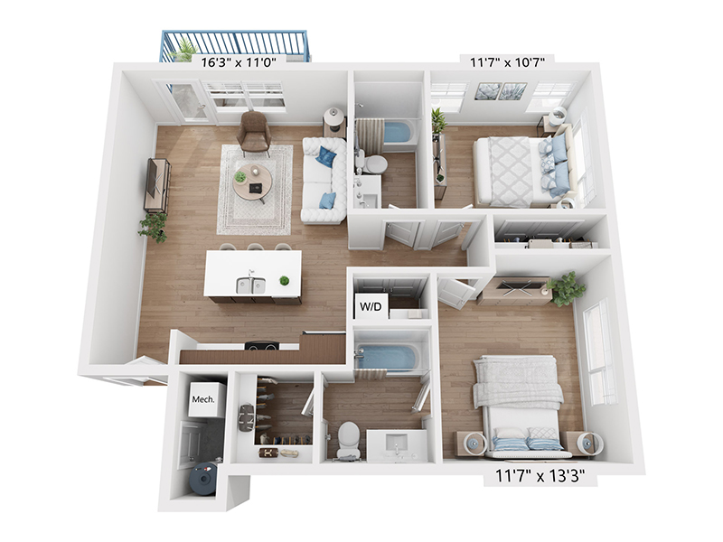 2x2-885 floor plan at Vida at Daybreak