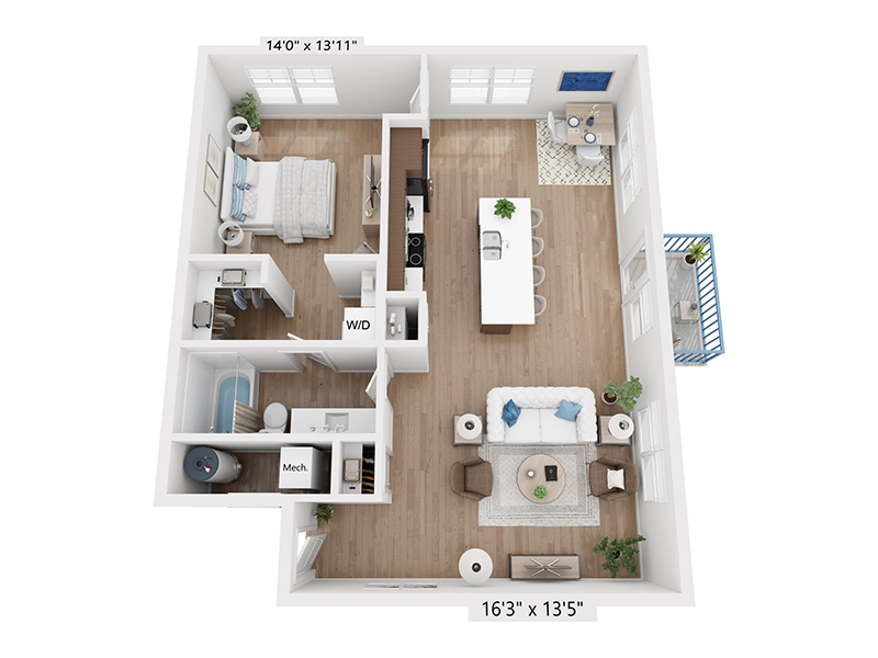 1x1-893 floor plan at Vida at Daybreak