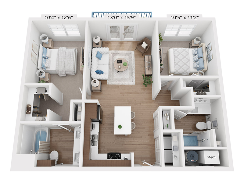 2x2-1088-ADA floor plan at Vida at Daybreak