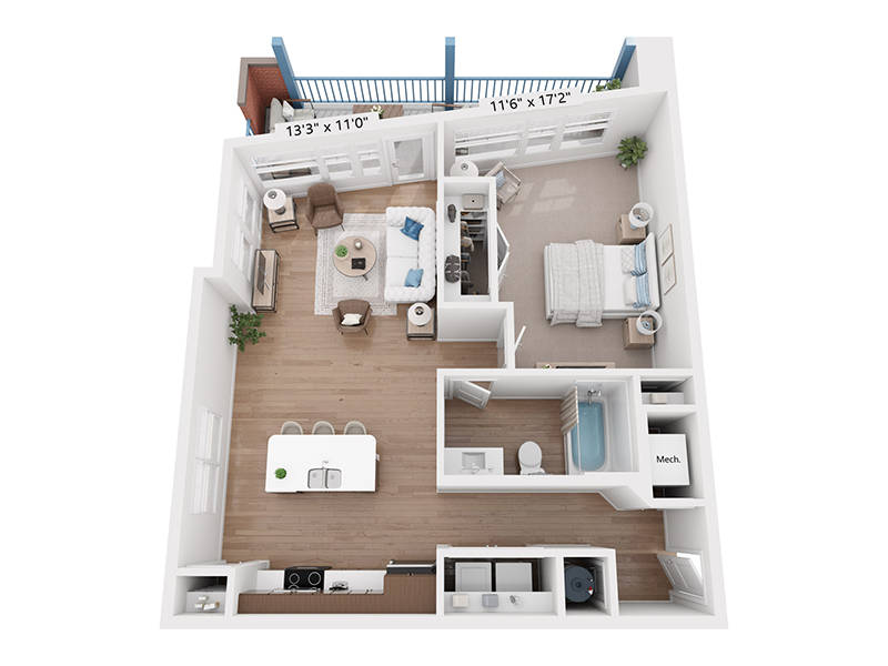 1x1-765 floor plan at Vida at Daybreak