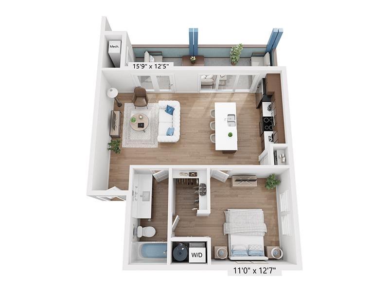1x1-709 floor plan at Vida at Daybreak