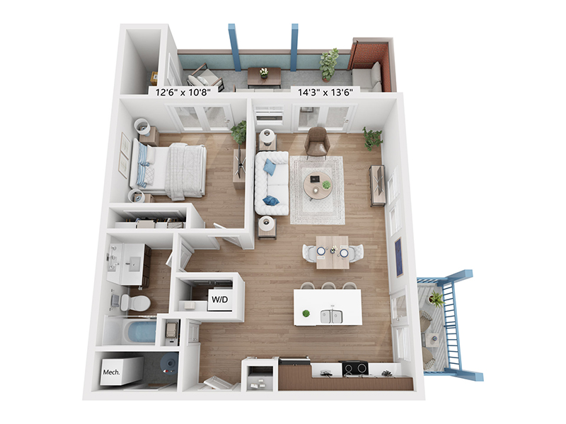 1x1-729 floor plan at Vida at Daybreak