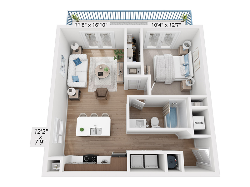 1x1-750 floor plan at Vida at Daybreak
