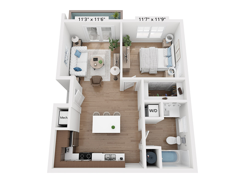 1x1B-605 floor plan at Vida at Daybreak