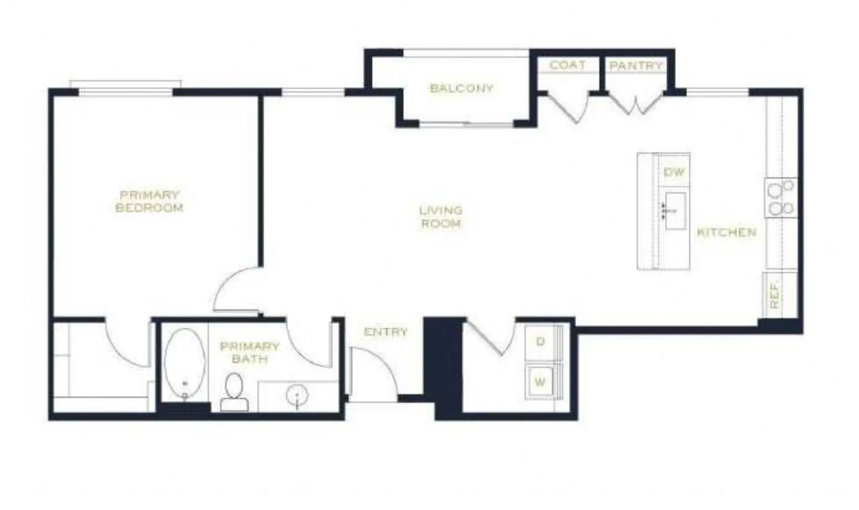1x1-934 floorplan at Echo Biltmore
