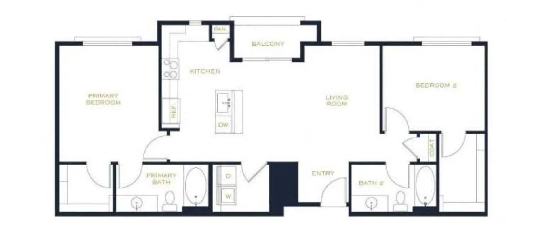 2x2-1098 floorplan at Echo Biltmore