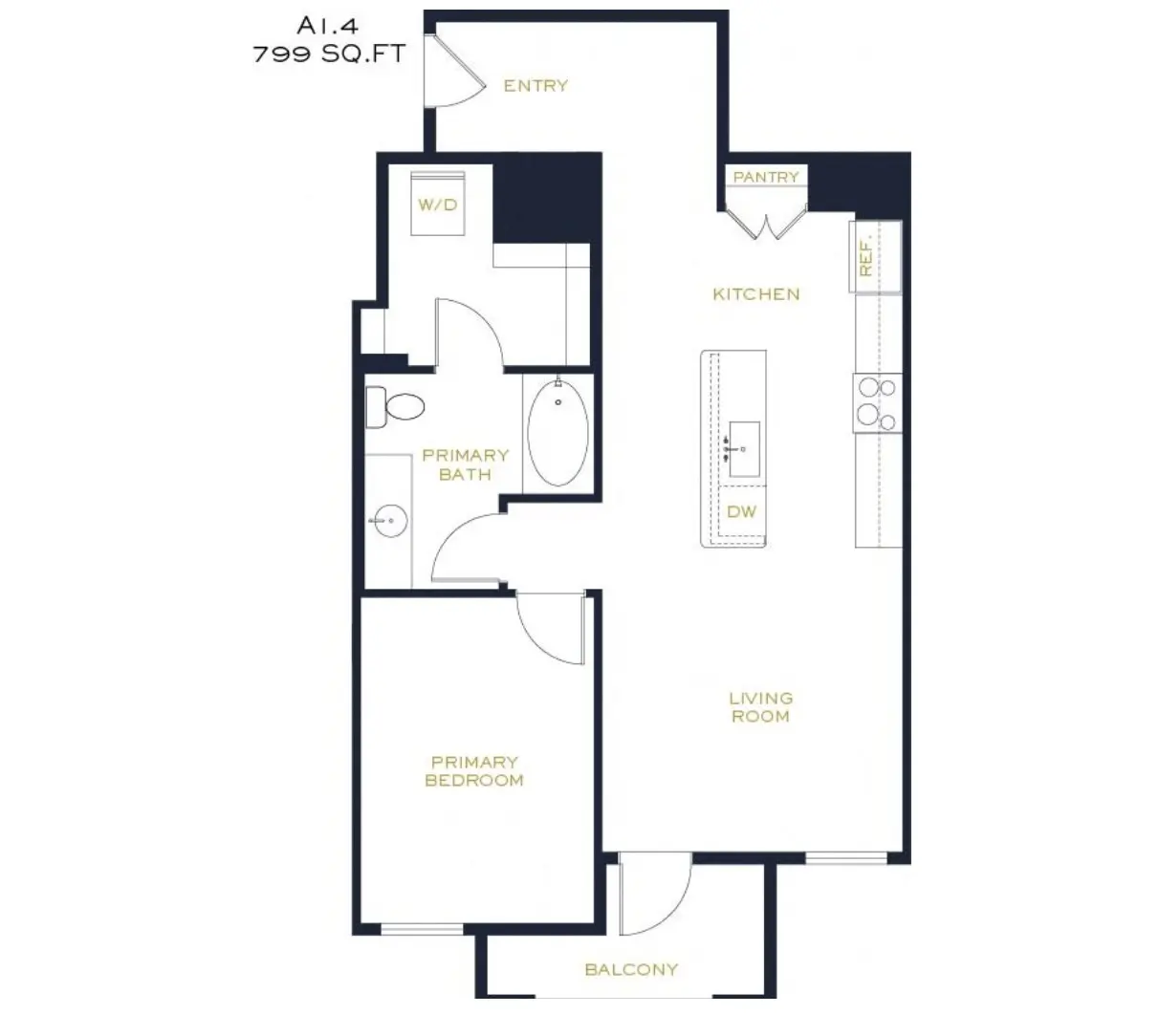 1x1-813 floorplan at Echo Biltmore