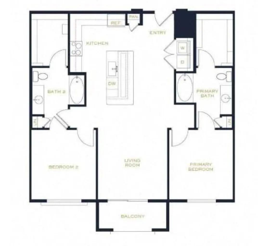 2x2-1178 floorplan at Echo Biltmore