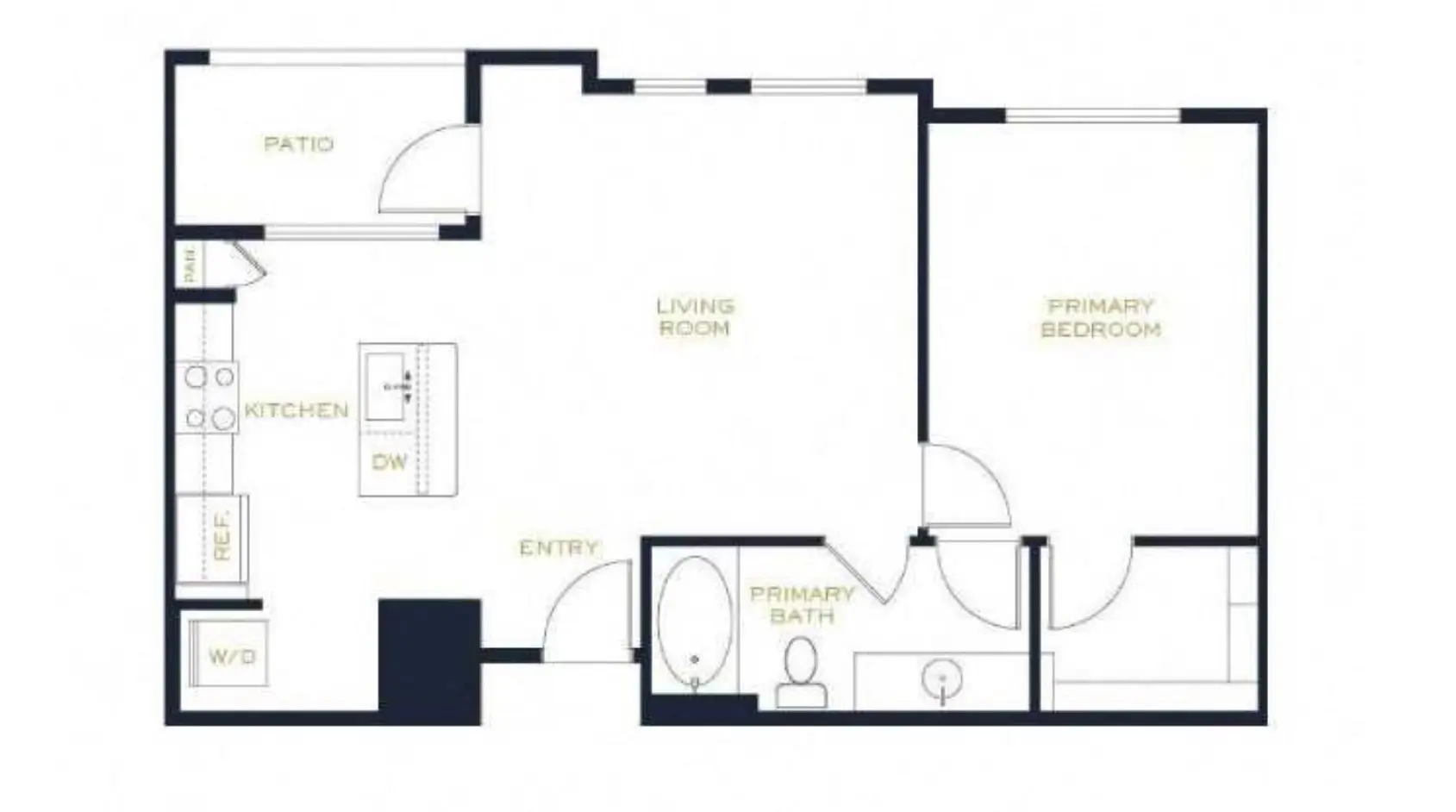 1x1-771 floorplan at Echo Biltmore