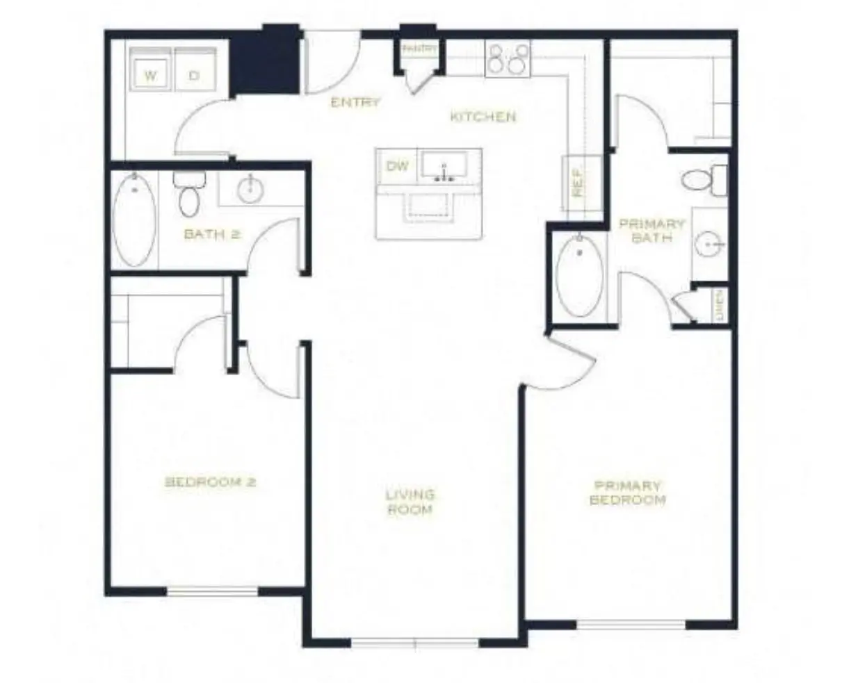 2x2-1143 floorplan at Echo Biltmore