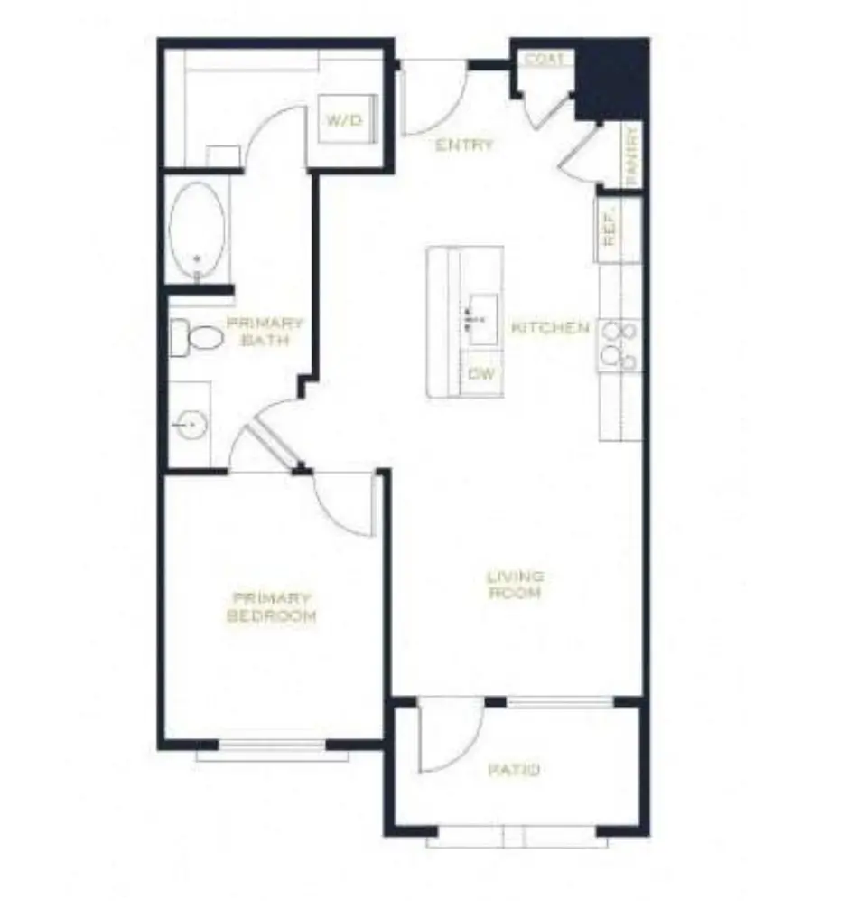 1x1-730 floorplan at Echo Biltmore