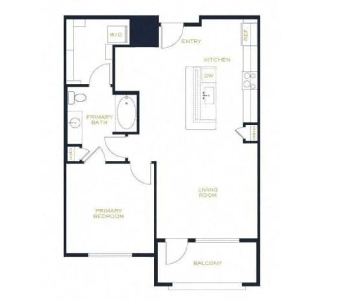 1x1-857 floorplan at Echo Biltmore