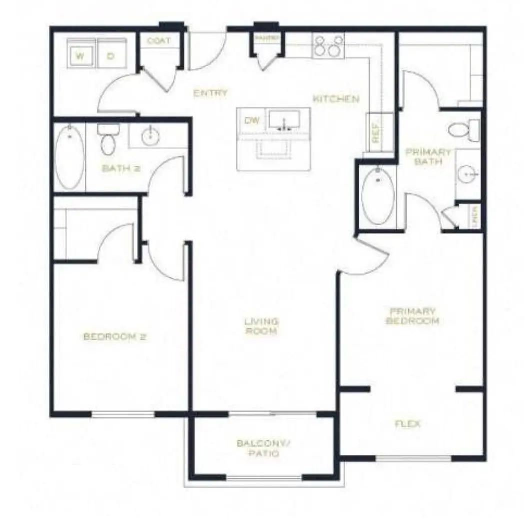 2x2-1081 floorplan at Echo Biltmore