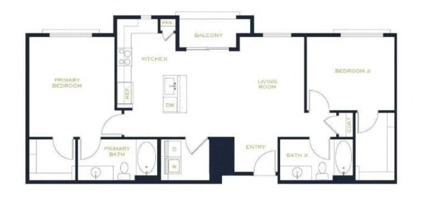 2x2-1104 floorplan at Echo Biltmore