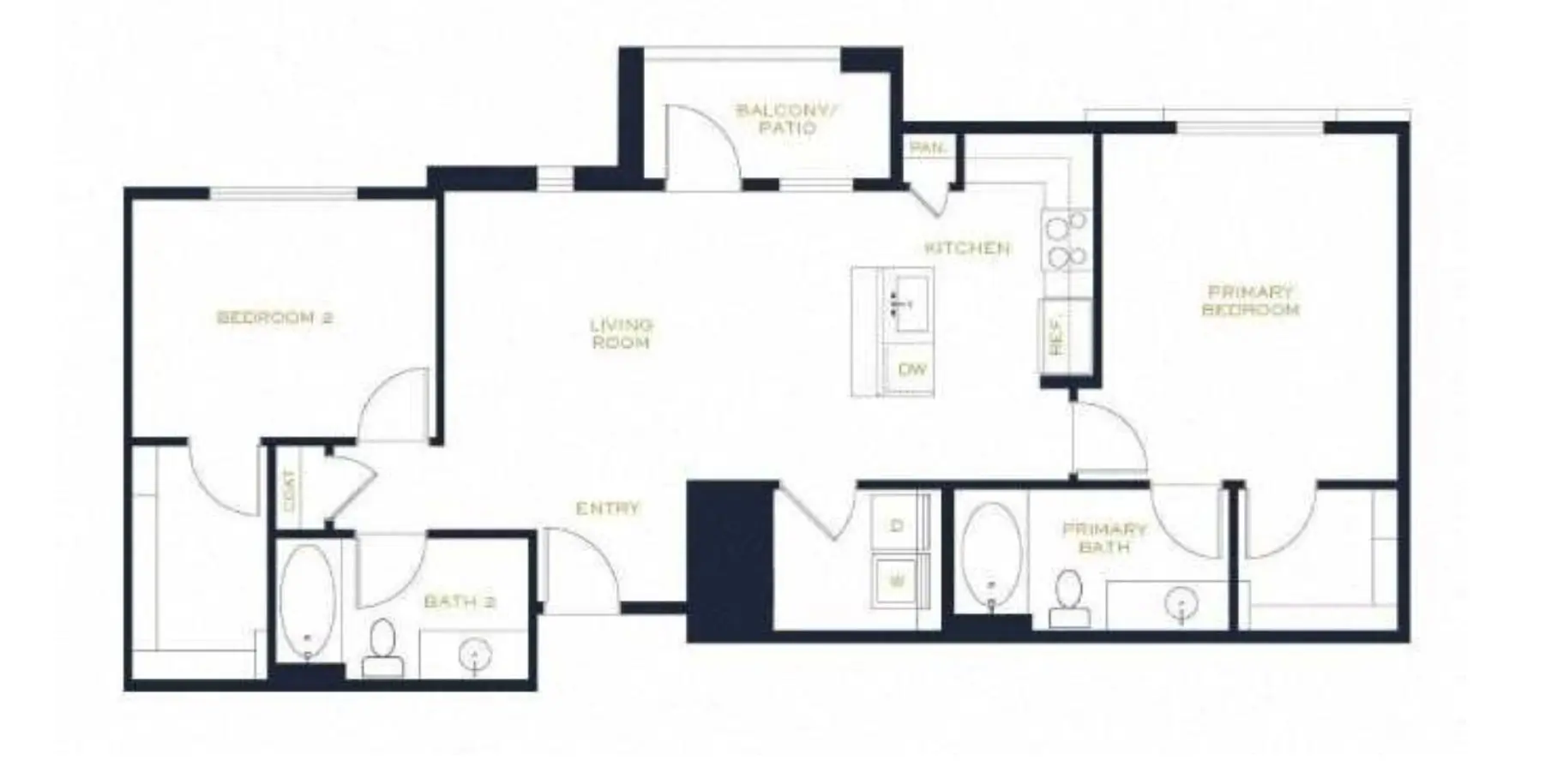 2x2-1060 floorplan at Echo Biltmore