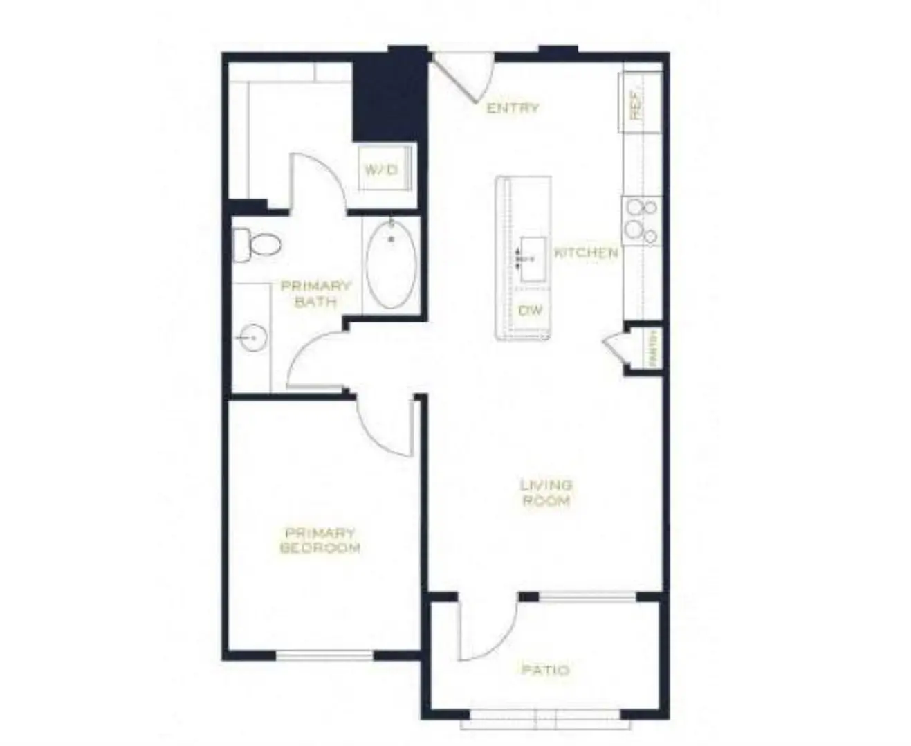 1x1-677 floorplan at Echo Biltmore