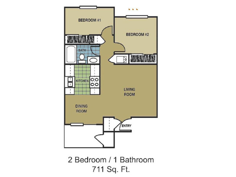 Riverstone Apartments Floor Plan 2x1-711