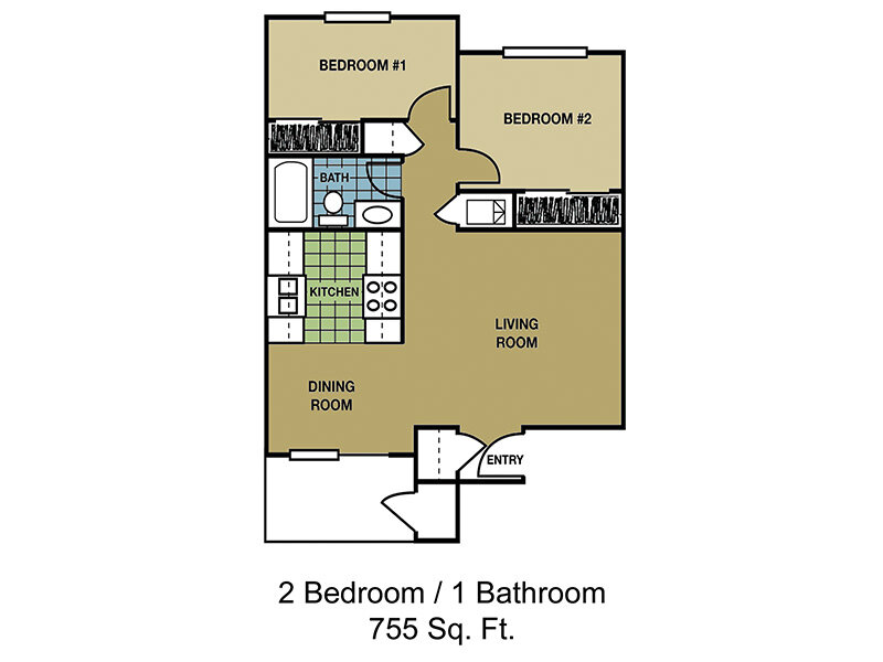 Riverstone Apartments Floor Plan 2x1-755