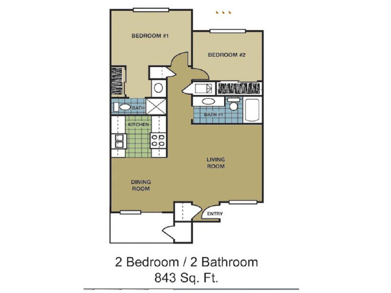 Riverstone Apartments Floor Plan 2x2-843
