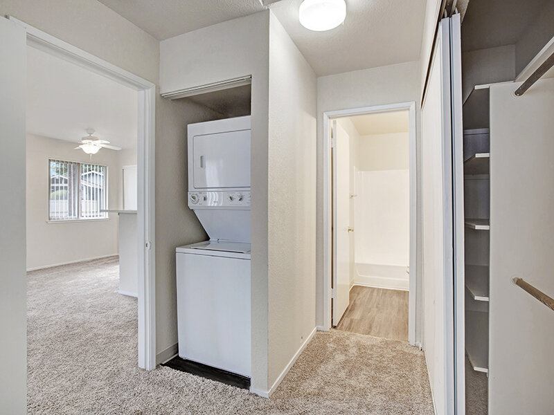 Washer and Dryer with Carpeted Style Flooring | Arborelle Apartments