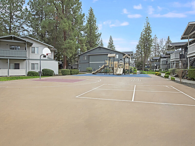 Outdoor Playground with Basketball Courts | Arborelle Apartments