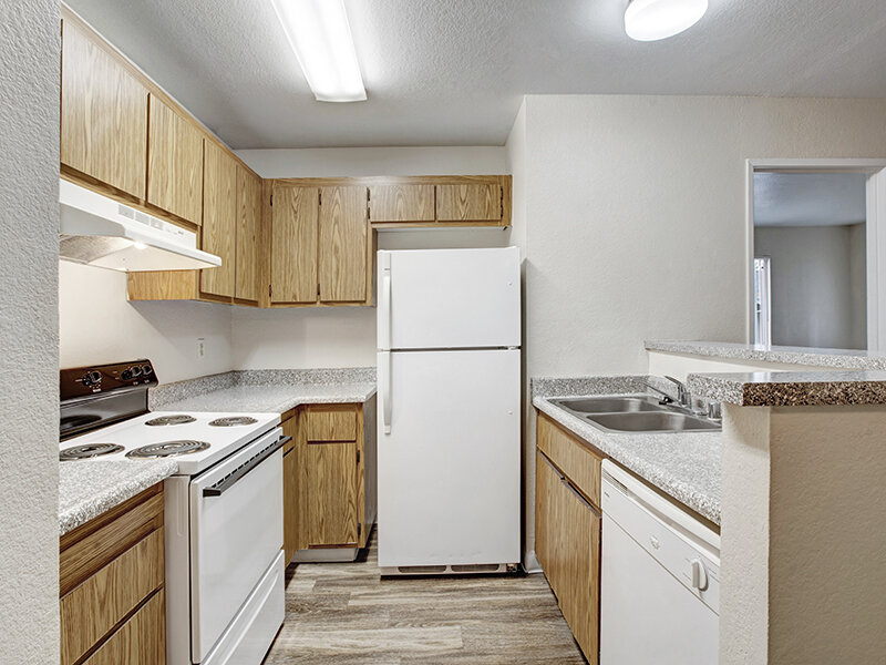 Kitchen Appliances with Marble Style Countertops | Arborelle Apartments