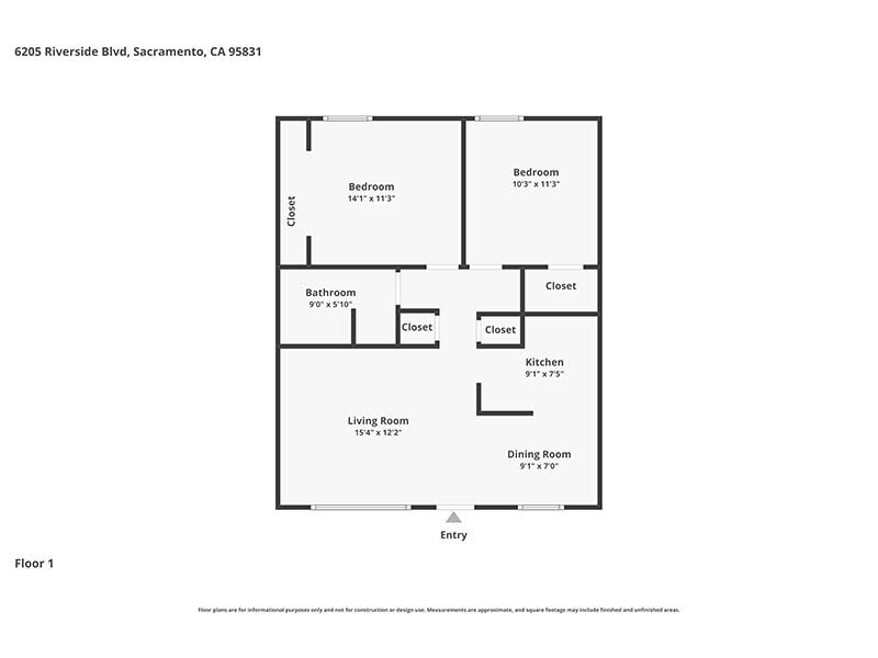 Shenandoah Apartments Floor Plan 2x1A