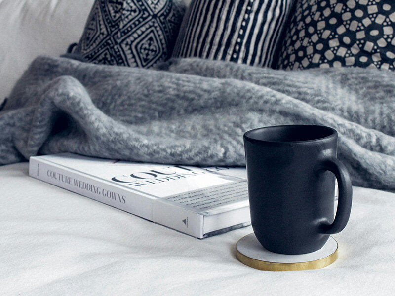 Couch with Blanket and Mug | Albert Einstein