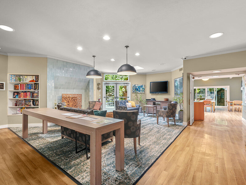Community Seating with Ceiling Lights and Seating with Fireplace |  Parnow Friendship House