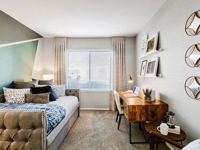 Carpeted Bedroom | Kallisto at Bear Creek Apartments in Lakewood CO