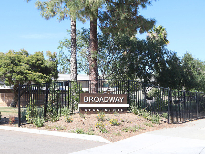 Exterior View of Monument Sign | Broadway Apartments