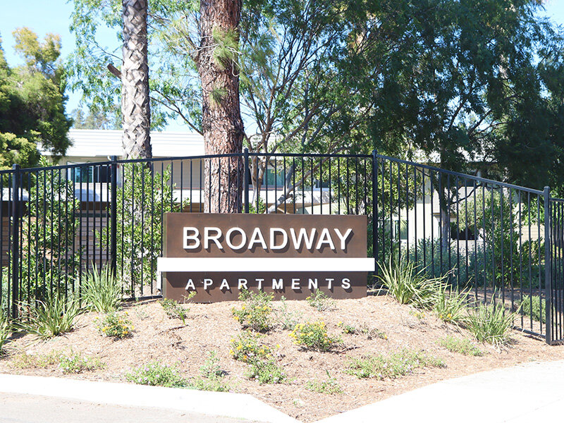 Monument Sign Exterior View | Broadway Apartments