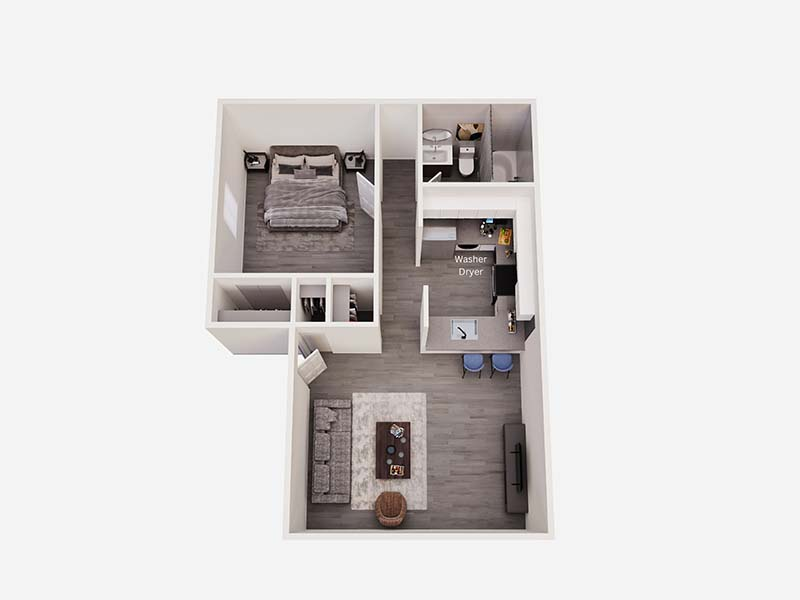 1x1R floor plan at The Harrison