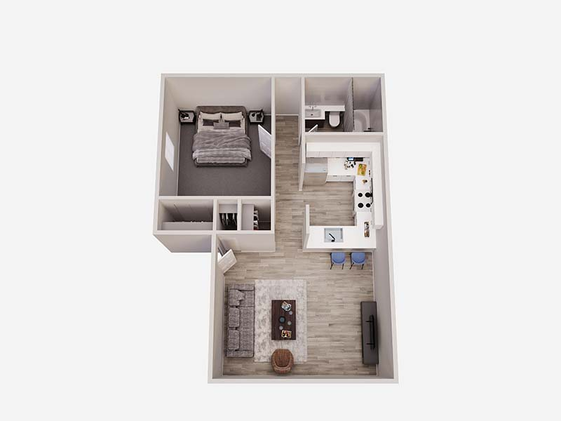1x1 floor plan at The Harrison