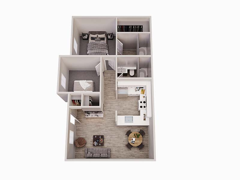 2x2 floor plan at The Harrison