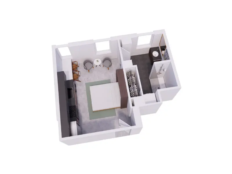 The Thaddeus floor plan at The Aladdin