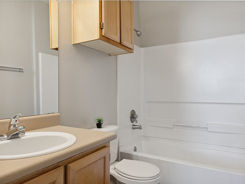Bathroom with Wood Style Cupboards and Bathroom Sink | Villa De San Felipe
