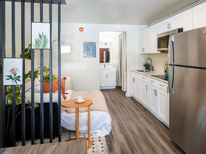 Bedroom with Kitchen and Wood Styled Floors | Springwood