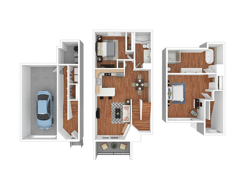 2x2 D Floor Plan at Residences at J Ranch Apartments