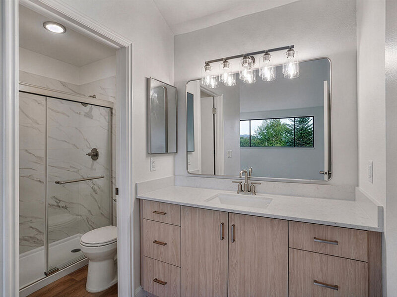 Bathroom with Mirror and Lights | Residences at J Ranch