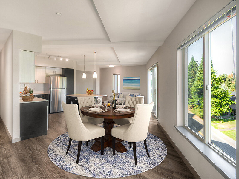 Kitchen with Dining Table and Windows | Tria