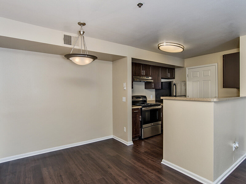 Kitchen with Ceiling Lights and Wood Style Flooring
