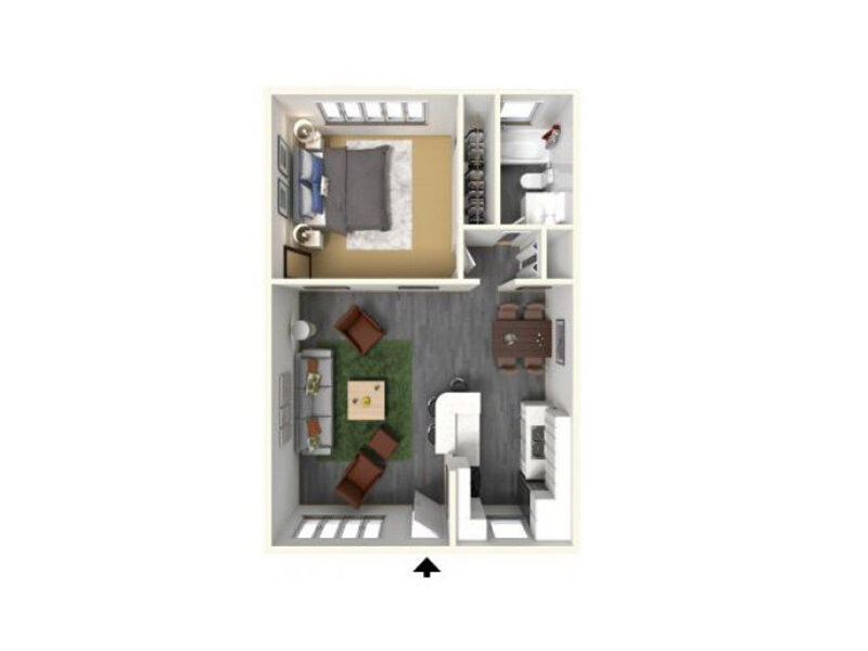 Parker CA Apartments Floor Plan 1x1