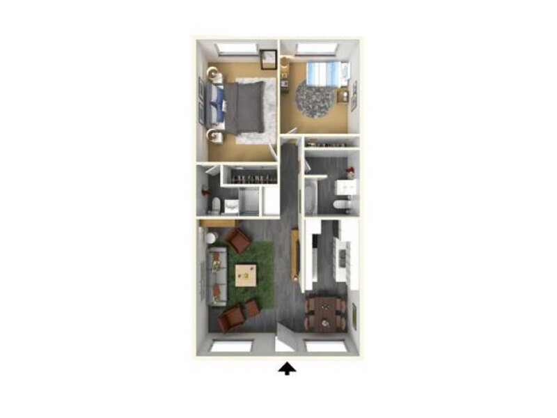Parker CA Apartments Floor Plan 2x2R