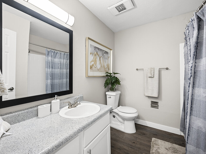 Bathroom with Sink and Marble Styled Countertops | Rosemont West 84th